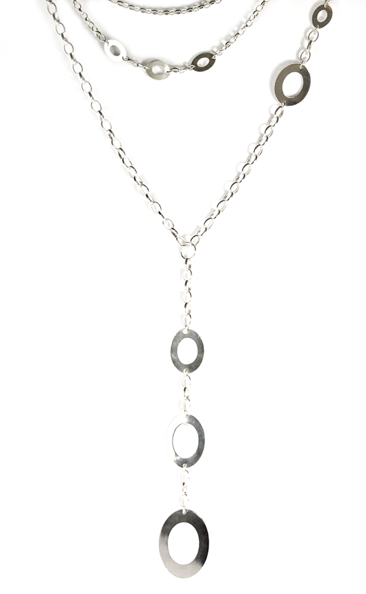 long 3 in 1 necklace with round links